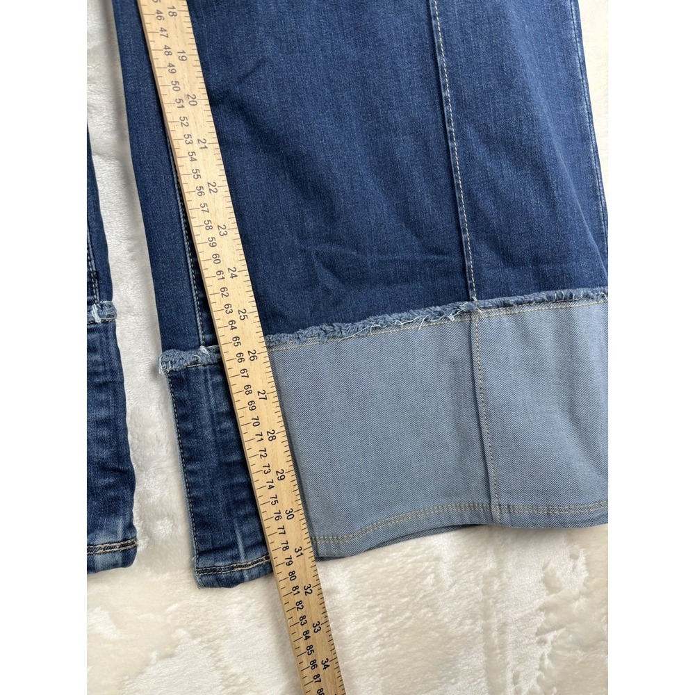 KUT Margo Womens 12 Cuffed Pintuck Wide Leg Jeans High Rise Patchwork 70's Style - Picture 8 of 16